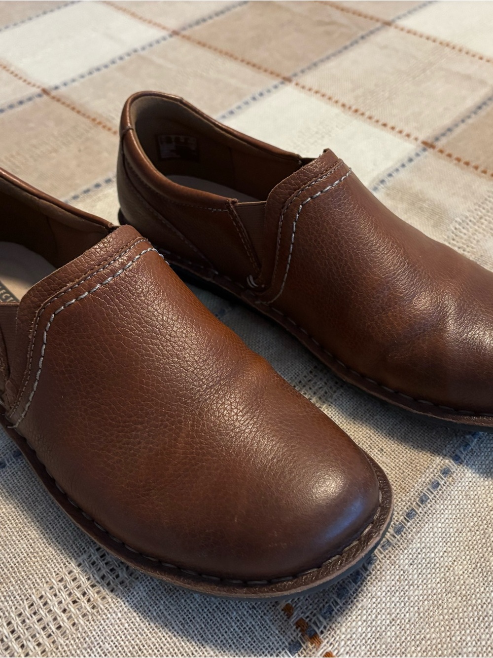 CLARKS Janice Barrie Women's Brown Leather Slip-On Shoes Size 8